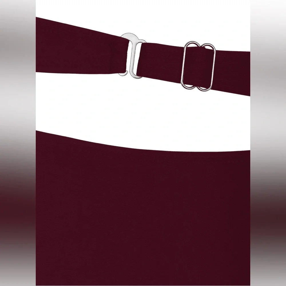 Plus Size Burgundy Tankini Top Swim Bikini - Elegant Ruched Front